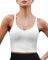As Fairy Damen-Sport-BH Criss Cross Back Crop Tank Top Longline gepolsterter Yoga-BH mit mittlerer Unterstützung (Weiß,S)