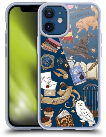 Head Case Designs Officially Licensed Harry Potter Hogwarts Pattern 2 Deathly Hallows XXXVII Gel Case [Military Grade Protection] Compatible with Apple iPhone 12 Mini and Compatible with MagSafe