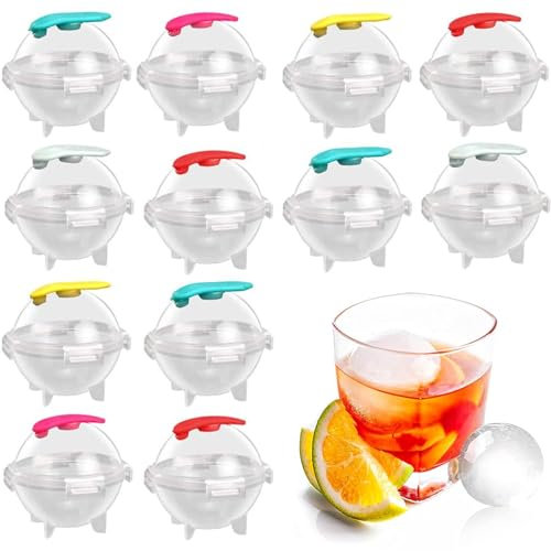 GEARMAX 12 Pezzi Vassoio Riutilizzabile per Cubetti Ghiaccio Forma Palla,Muffa Rotonda del Ghiaccio Stampi Palla Ghiaccio Set Rotonda Cubetti Ghiaccio Vassoio per Whisky Cocktail Congelatore