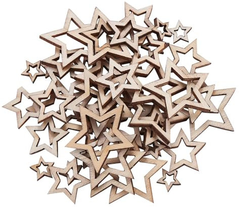 VIKY® Holzsterne Rahmen 3er Set, 200 Stück Streudeko Weihnachten Holz Sterne, Holzsterne zum Basteln, Holzsterne Deko, Sterne Holz Tischdeko Weihnachten, Hochzeit, Geburtstag, Anhänger (10, 20, 30) mm