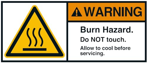 Aufkleber Warung Sticker „WARNING Burn Hazard. Do NOT touch. Allow..“ Folie selbstklebend | Größe wählbar Made in Germany, Größen Name: 35x80 mm