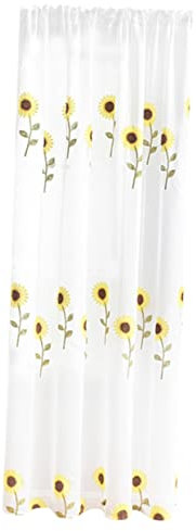 Amosfun Sonnenblumen-vorhänge Für Schlafzimmer Durchsichtig Fenstergitter Halbtransparent Stangentasche 100 X 250 cm Dekorativ Für Zuhause Und Wohnzimmer