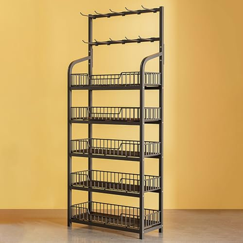 Snack-Regal im Supermarkt Groß Supermarkt-Snack-Regalmit Geländer, 5 Etagen Kartoffelchip Regal für Zuhause Läden Büro Theater Drogeriemärkte, Bonbon Display-Halter für den Einzelhandel mit Haken ( Co