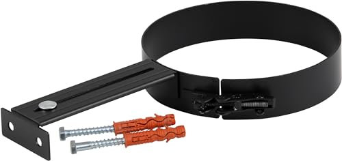 Rohrhalter Ofenrohr Rauchrohr Stabile Halterung verstellbar 160-280 mm Varianten Ø 120-200mm (schwarz, DN 160 mm)
