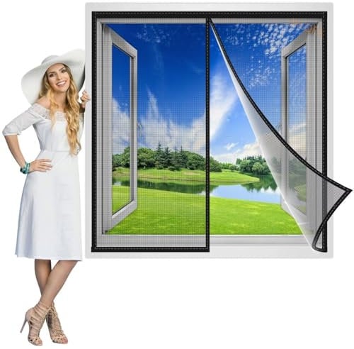 Moustiquaire sur Mesure AimantéE 100x125 cm, Store Moustiquaire Moustiquaire Fenetre Porte Facile à Installer sans Percer Fenetre De Balcon Fenetre Coulissantes Noir, Renforcés