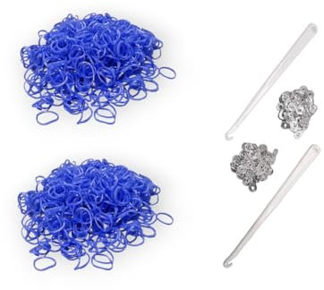 Loom Bänder Set für Kinder 1200 gummibänder mit S-haken und 2 Häkelnadeln - Kreatives Armbänder Selber Machen (Blau)