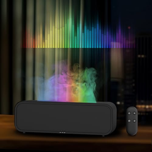 QKTYB Diffuser äTherische öLe 7 Farben, Flame Diffuser Musik Aktiviert, Wasserlos Automatisches Abschalten Aroma Diffuser, 3 Zeitvoreinstellungen Diffuser Flammeneffekt 250 Ml Fernbedienung