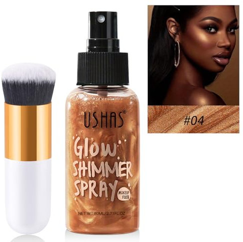 Körper Highlighter Öl, Body Luminizer Schimmeröl, Flüssig Glitzer Creme Körperöl, Langlebig Wasserfest Body Shimmer Oil Make-up Highlighter Ultrafeiner Glitzer Spray für Gesicht Körper Bein (Bronze)