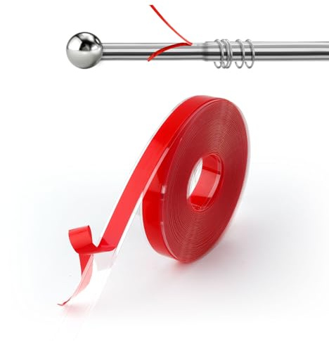 8m Langes Transparentes Vorhanggleitband | Glattes und Geräuscharmes Vorhanggleitband Vorhangstangenband zum Einfachen Gleiten von Vorhängen und Vorhangringen