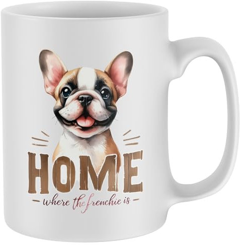 Purple Print House French Bulldog Mug Cute Home Is Where The Frenchie Is Puppy Men Women Christmas Stocking Gift Cup