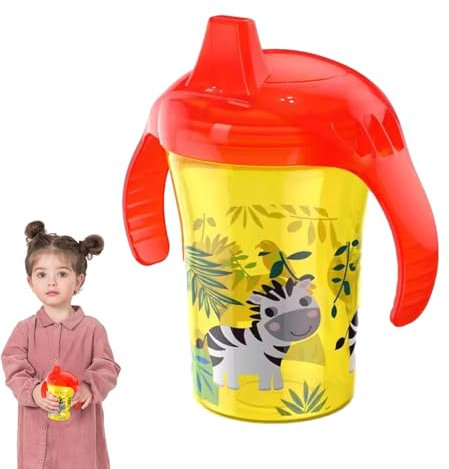 Lumiscent Sippy Cups for Toddlerr - Earning Drinking Cup | Duckbill Transition Training Cup for Milk with 2 Handles | Learning Water Bottle | Feeding Supplies for Kids Boys and Girls, with Spill- Lid