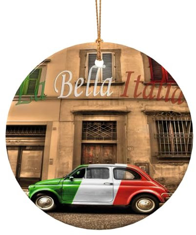 Schöner runder Keramik-Anhänger mit Italien-Druck, Weihnachtsschmuck, Weihnachtsschmuck, Andenken, Souvenir, Geschenke