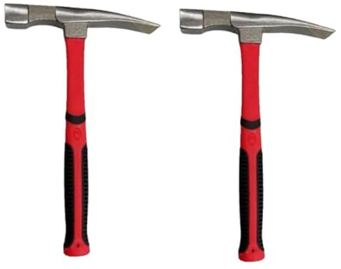 Unibos | 2X 600Grams Brick Hammer-200mm Head Width with Non Slip Ergonomic Fibre Handle Grip Handle for Comfort (2 Black Red Hammer)