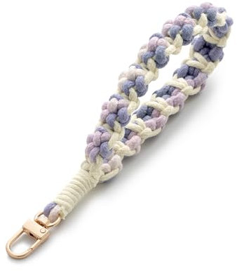 CHUQING Makramee Schlüsselanhänger Kurz Schlüsselband Stoff boho Schlüsselanhänger Armband Schlüsselbund für Frauen Damen Lila