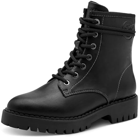 s.Oliver Damen Schnürstiefel ohne Absatz Bequem Vegan, Schwarz (Black), 40 EU