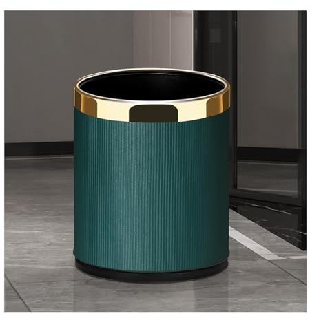 Cubo de Basura para Baño Bote de Basura de Cuero a Rayas Bote de Basura Papeleras para baño Dormitorio Cocina Hotel Restaurante Oficina Bote de Basura,J
