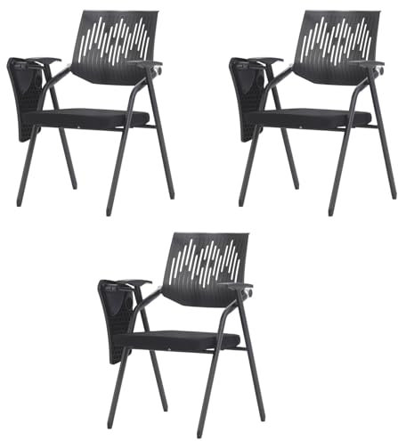 NOBBAT Foldable Conference Chair,Portable Office Chair,Folding Office Chair,Length 48 x Width 56cm,Chair With Table Attached,Conference Room Training Table And Chair Integrated Stool(Black)