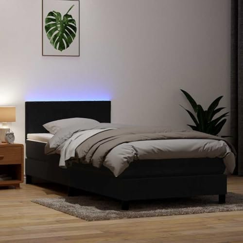 Gecheer Boxspringbett Polsterbett Bettgestell Doppelbett/Einzelbett, mit Matratze Schwarz 90x220 cm Samt4