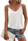 Ekouaer Camiseta de Tirantes de Satén para Mujer Básica para Verano Cuello de Pico Blusa Sin Mangas XL