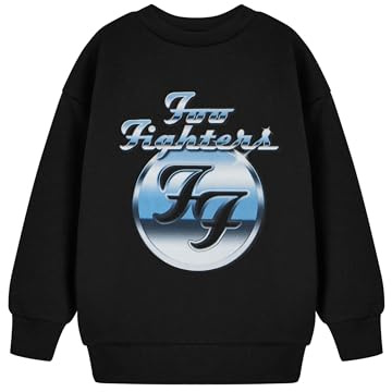Foo Fighters Kids Long Sleeve Graphic Tee | Black Band Logo Classic Top | Unisex Crew Neck Music Shirt for Autumn-Winter | Casual Wear, Band Merchandise for Children