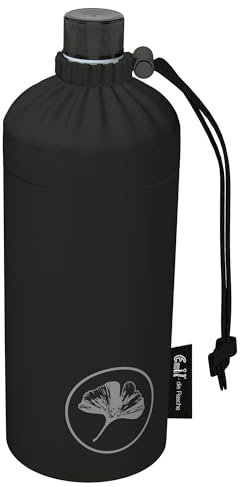 Emil Trinkflasche aus Glas für Mädchen & Jungen isolierte Glasflasche für Schule, Freizeit, Sport: Kinder & Eltern Ginkgo (0,6l)