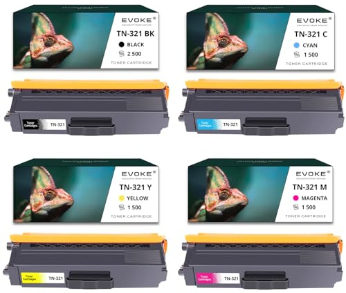 Tonerkartuschen für Brother TN-321 CMYK, 2.500 Seiten Schwarz + 1.500 Seiten jede Farbe, TN321, kompatibel mit HL-L8350CDW MFC-L8850CDW, 4 Stück