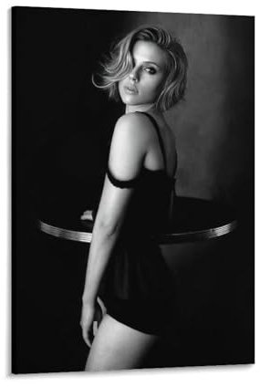 LAIRIBA Poster Female Star Scarlett_Johansson, Schwarz und Weiß, heiß, Büro, Schlafzimmer, Ästhetik, 60 x 90 cm