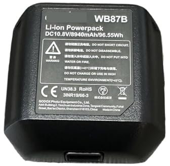 Camera Battery,Compatible For Godox,for WB87 WB87B Battery Pack 11.1V 8700mAh For AD600 AD600B AD600BM AD600M Studio Flashes