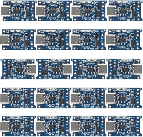 AYMBH 20PCS TP4056 Type-C 1A 5V Lithium Battery Charging Board Module – Dual Protection, Overcharge & Short Circuit Safety – 18650 Charger for DIY Projects
