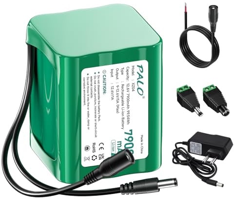 12.6V 7900mAh DC Akku für 12V Geräte mit Ladegerät, Verbindungskabel, Stromadapter und Auto-Stromadapter für LED-Streifenleuchten, Solarpanel, MP3-Player, DIY, tragbare DVDs, Angellichter, Radios
