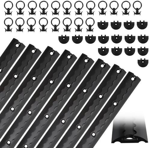 Eikuavons Airlineschienen 8X 1M, Airlineschiene halbrund mit 10 Zurrösen und 8 Endkappen, Schwarz airlineschiene zubehör, für Anhänger, PKW, LKW, Camper, Wohnmobil Airline- Schiene
