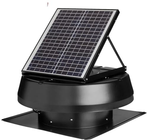 HPHPH Roof Vent Smart Thermostat Controlled Solar Roof Attic Fan 14 1750 CFM Black Ventilation System