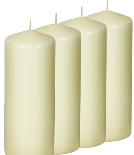simpa Unscented Ivory Pillar Candles Smokeless Burn 100 Hour Burn Time 80mm x 200mm - Set of 4