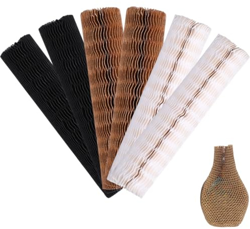 CABODYALS 18Pcs 3 Colours Honeycomb Paper Roll Wine Bottle Protector Sleeves Reusable Wine Bags Protective Wrapping Cover for Shipping Glassware Gift Wrapping Bubble Packing Travel Accessories Diy