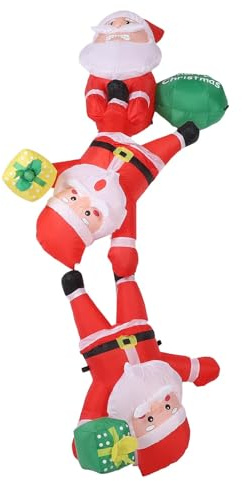 Asixxsix Aufblasbarer Weihnachtsmann, 8,2 Fuß Großer Kletternder Weihnachtsmann mit LED-Licht, 210T Wasserdichtes Polyester, IP44, Winddicht, mit Eingebautem Ventilator für die (EU-Stecker 220–240 V)