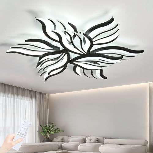 ZOMLBOF BlumenföRmige Deckenleuchte füR Kinderzimmer mit Fernbedienung Dimmbar Deckenlampe Wohnzimmer,Schlafzimmerlampe mit Erinnerung,Hohe Farbwiedergabe, Flimmerfrei,Schwarz-9