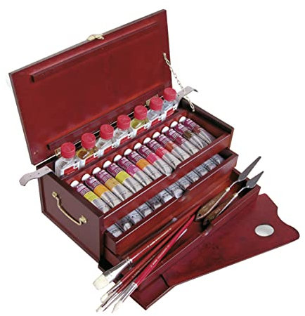 LUKAS 60010000 1862 Oil Profi-Ölfarben, Holzkasten 27 x 37ml Plus Zubehör