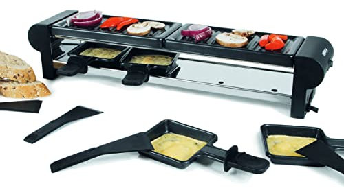 Boska Raclette Maxi 220V / Raclette für auf dem Grill/mit vier Pfannen/Edelstahl/Schwarz