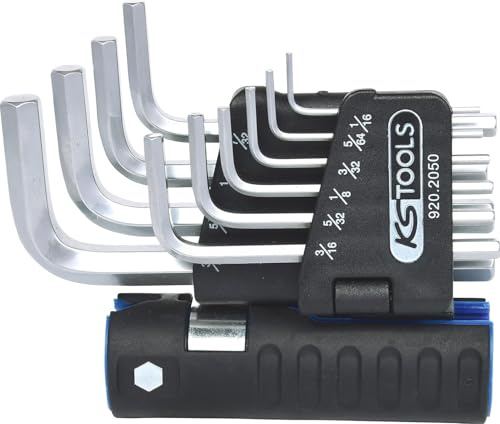 KS Tools 920.2050 3 in 1 Innen6kant-Winkelstiftschlüssel-Satz,10-tlg. kurz, Zoll