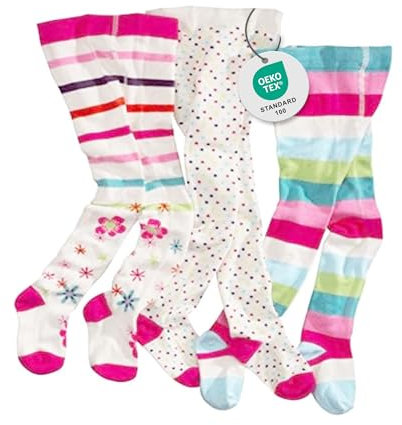 wellyou Kinderstrumpfhosen 3er Set, ecru, Gr. 122/128 (5-6 Jahre)