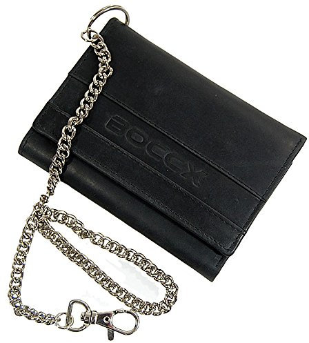 BOCCX Leder Herren Kettenbörse Biker Geldbörse Portemonnaie Geldbeutel 40023 (Schwarz)