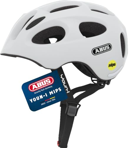 ABUS Casco Infantil Youn-I MIPS, Blanco Mate, Talla M