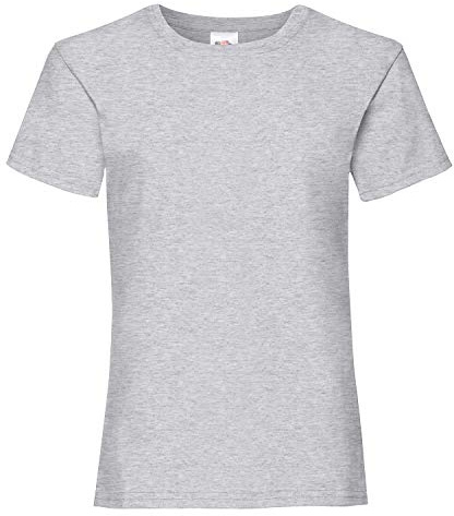 FRUIT OF THE LOOM Girl's Valueweight T Shirt, Heather Gray, 5-6 Years UK