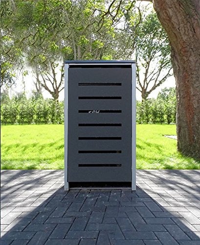 Srm-Design 1 Mülltonnenbox Modell No.6 Anthrazitgrau für 120 Liter Mülltonnen/witterungsbeständig durch Pulverbeschichtung/mit Klappdeckel und Fronttür