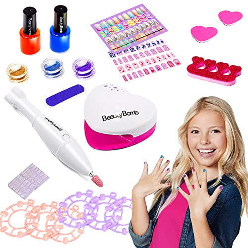 COO11 Nail Art Kit for Girls, Nail Polish and Manicure Set with Sparkles, Fun Makeup Gift with Nail Stickers and Accessories Birthday Present for Girls Ages 3+ Years
