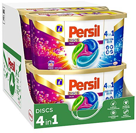Persil Color 4 in 1 DISCS, Colorwaschmittel, 156 (6 x 26) Waschladungen für Fleckenentfernung, Leuchtkraft, Frische, Faserpflege und hygienisch reine Wäsche
