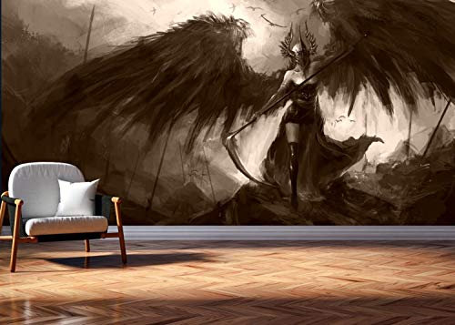 Vlies Tapete Poster Fototapete Fantasy Dunkle Mächte schwarze Kriegerin Sense Farbe sepia, Größe 200 x 100 cm