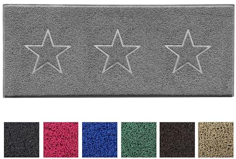 Nicoman Star Shape Embossed Entrance Door Mat Non Slip Dirt Trapper PVC Spaghetti Mat with Rubber Base, Jet Washable Quick Drying Doormat Watertight Indoor or Outdoor Use - (Runner, Grey, 150 x 60cm)