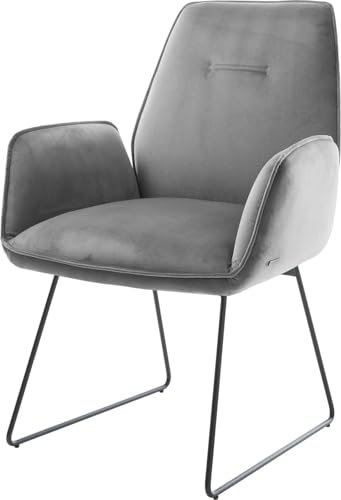 DELIFE Polsterstuhl Zoa-Flex Kufengestell Schwarz Samt Grau Taschenfederkern