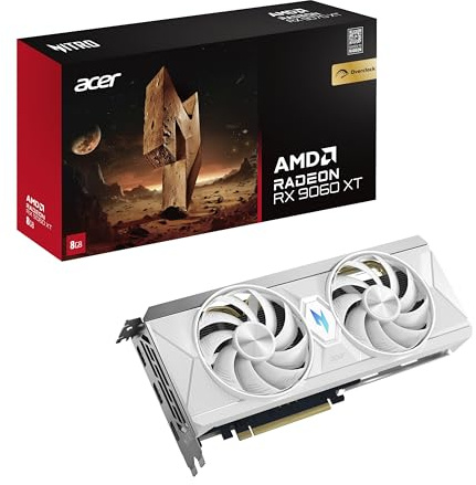 Acer Nitro Radeon RX 9060 XT OC - AMD Grafikkarte (8 GDDR6, 128 Bit, PCIe 5.0 x16, 1x HDMI 2.1a 2X DP 2.1b) 2X Nitro FrostBlade, 1x8 pin, Slot Space: 2